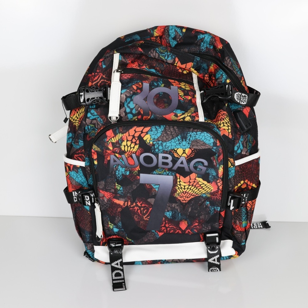 Lisinuo Black Backpack School USB Child Graffiti Large Laptop Sturdy‎ Pad Straps